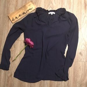 Rose+olive small navy blue blouse
